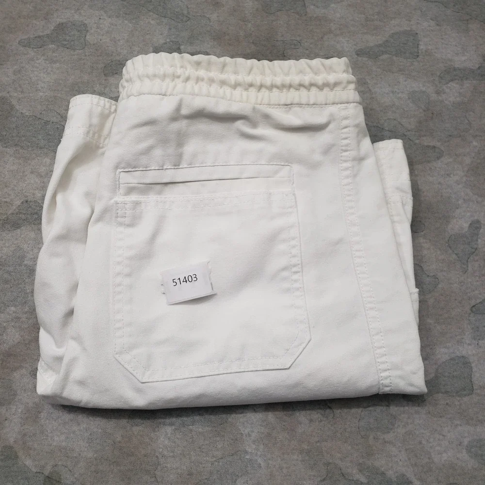 Vintage Weeds Shorts Mens 36 White Cargo Pockets Drawstring Hook N Loop